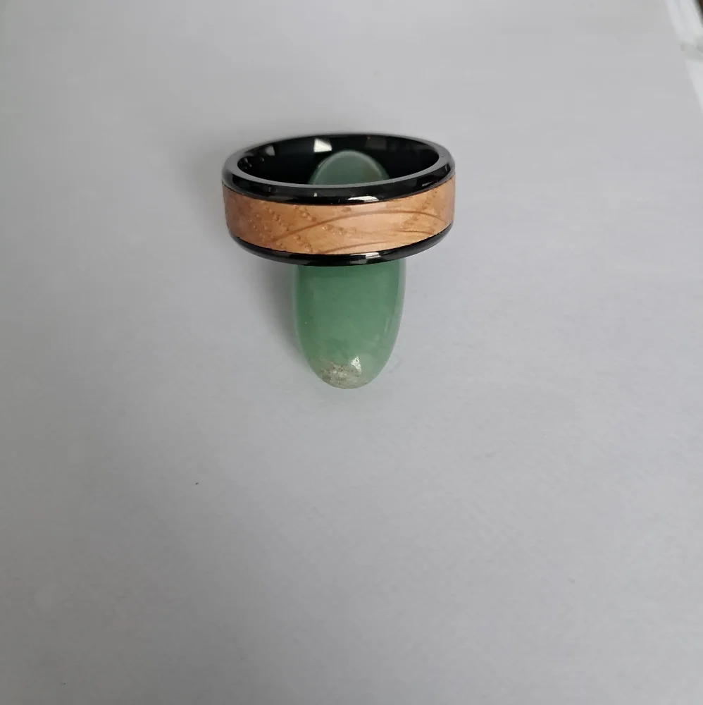 Titanium Black and Whisky Barrel Wood 8mm Ring. Sizes 9, 10 & 11.